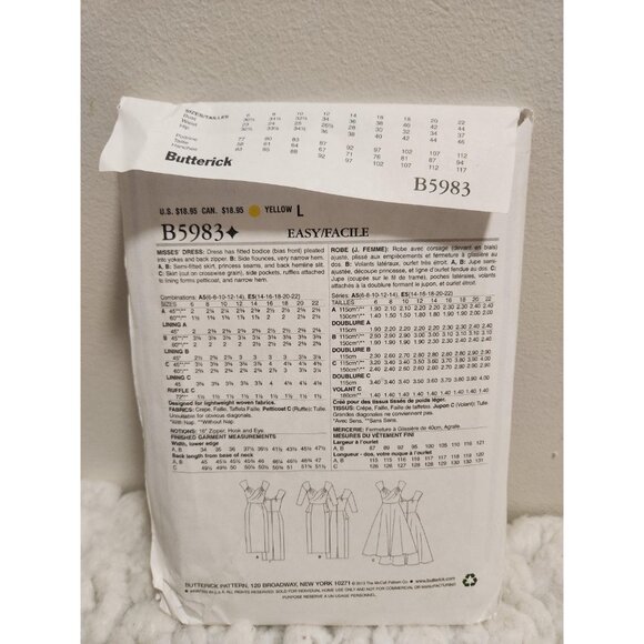 Butterick B5983 Sewing Pattern UNCUT Size 6-14 | Vintage Style 1950s Dress - Picture 8 of 10